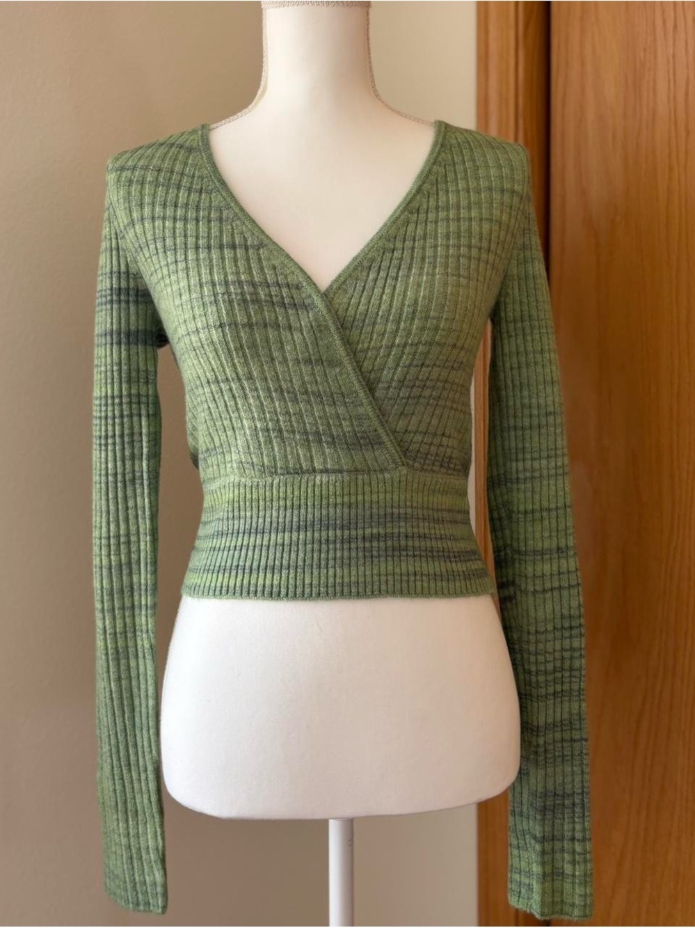 American Eagle Outfitters Green Ribbed Knit Top